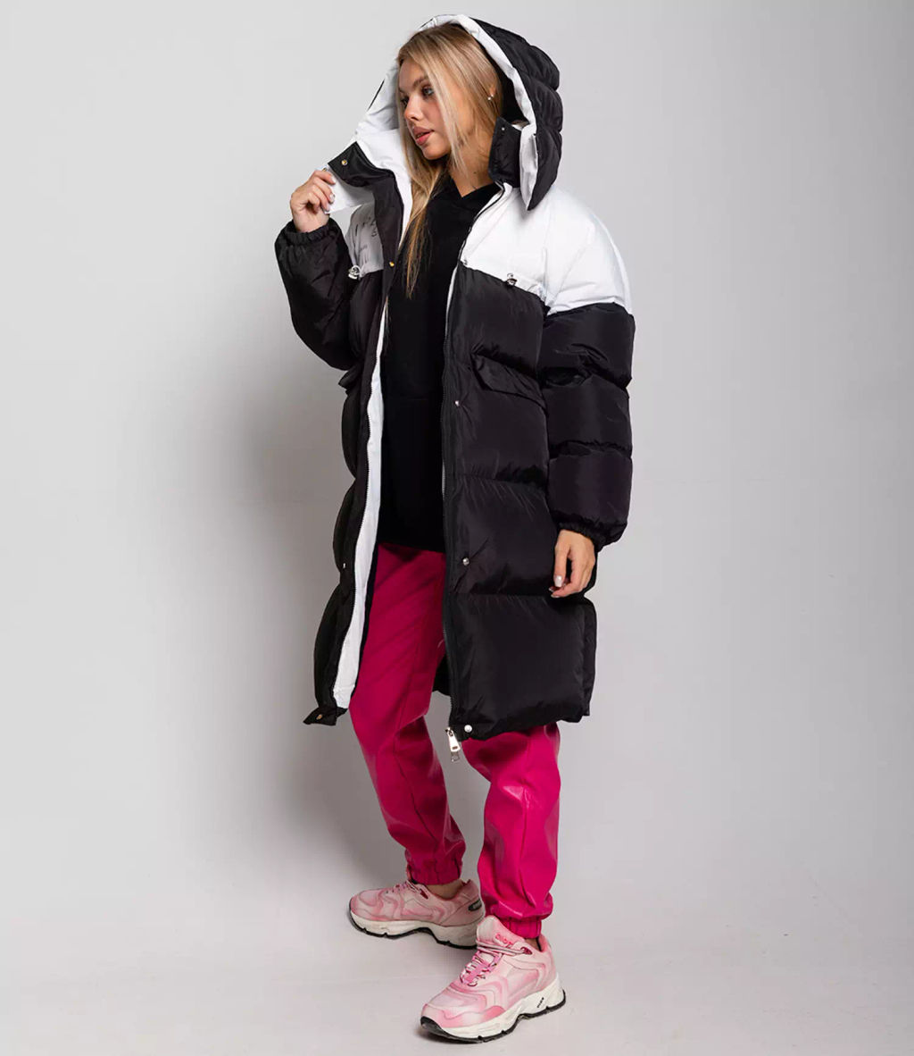 Пальто #КТ7001 (1), чёрный,белый