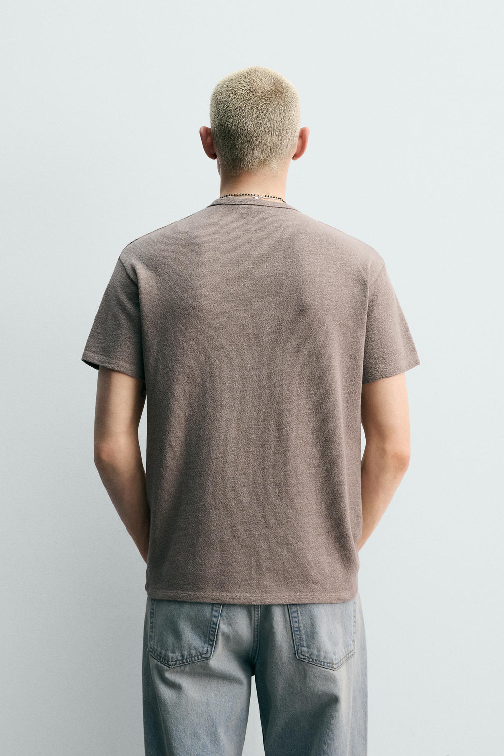 CAMISETA PUNTO LAVADO PARCHES / Gris topo - Zara фото 3