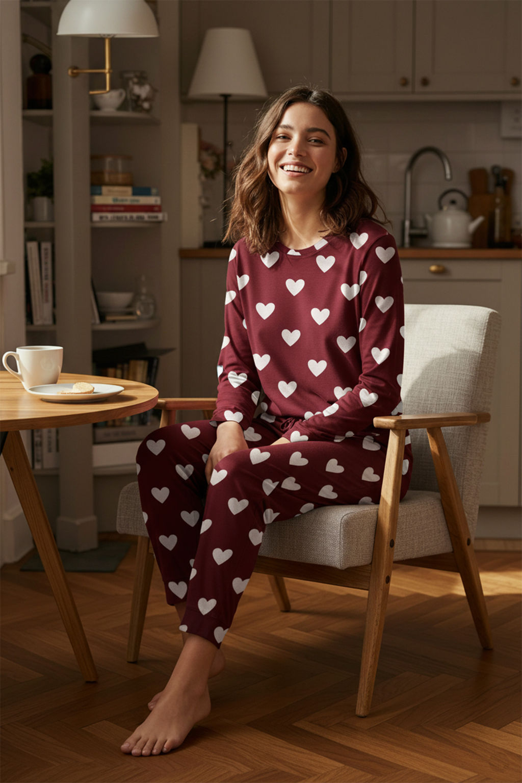 Trendyolmilla Beyaz %100 Pamuklu Kalpli Orme Pijama Tak?m? THMAW21PT0566 фото 11