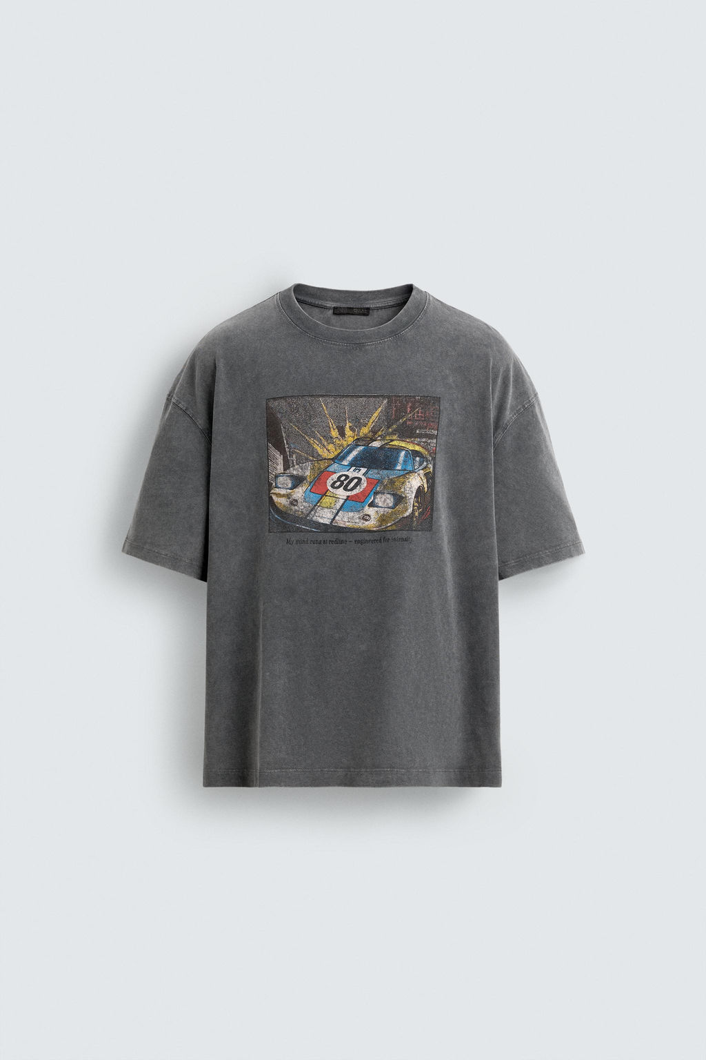 CAMISETA LAVADA ESTAMPADO C?MIC / Gris