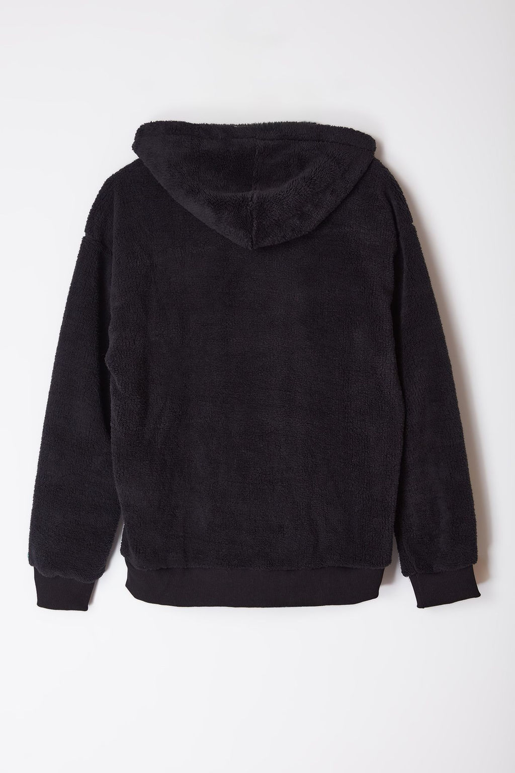 Siyah Oversize/Genis Kesim Basic S?cak Tutan Kapusonlu Pelus Sweatshirt TMNAW25SW00106