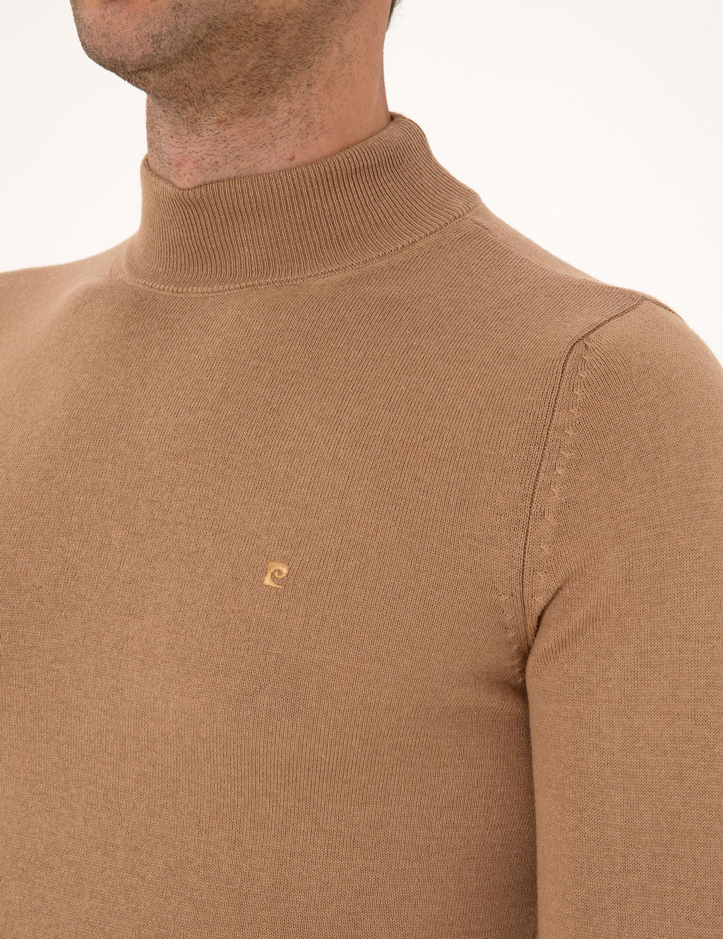 Camel Slim Fit Yar_m Bal_k__ Yaka Basic Triko Kazak - Pierre cardin фото 7