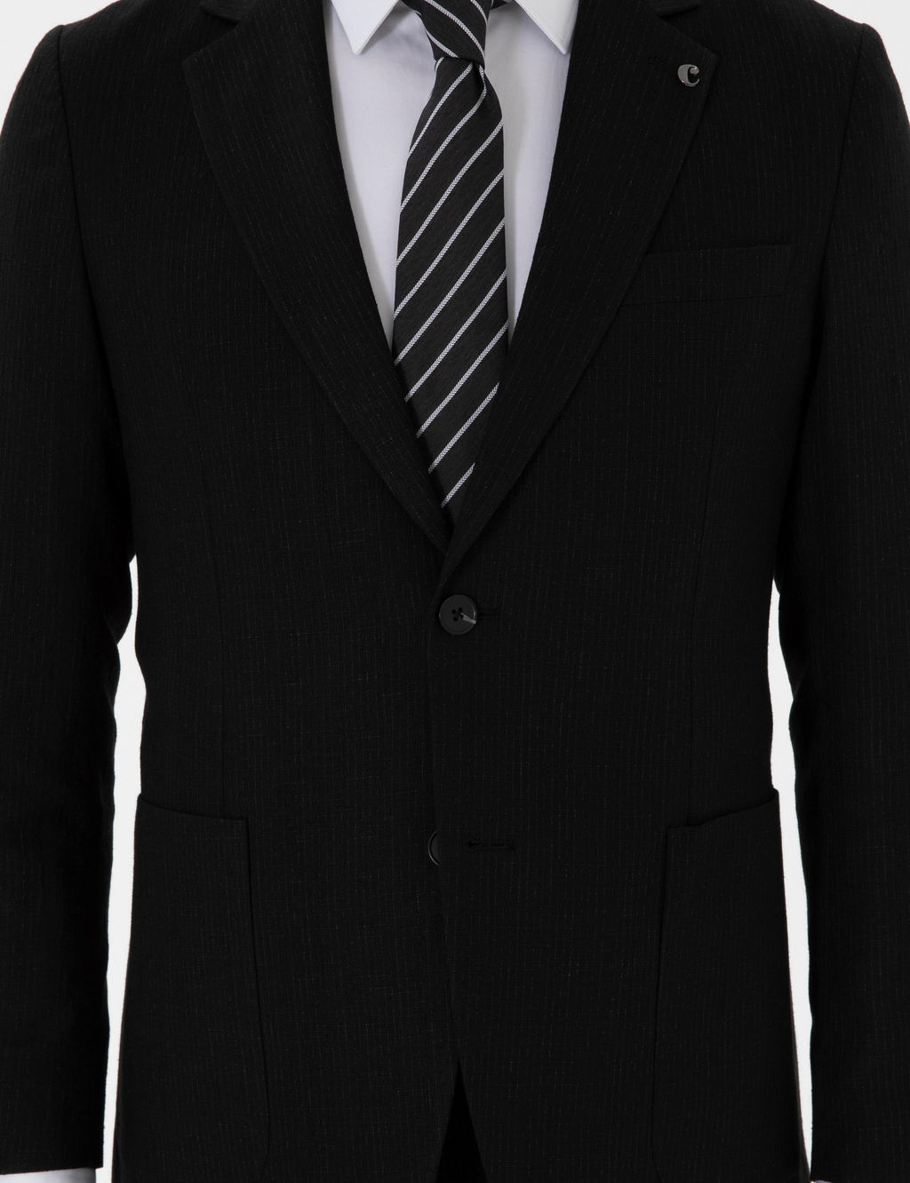 Siyah Slim Fit Keten Kar___ml_ Tak_m Elbise