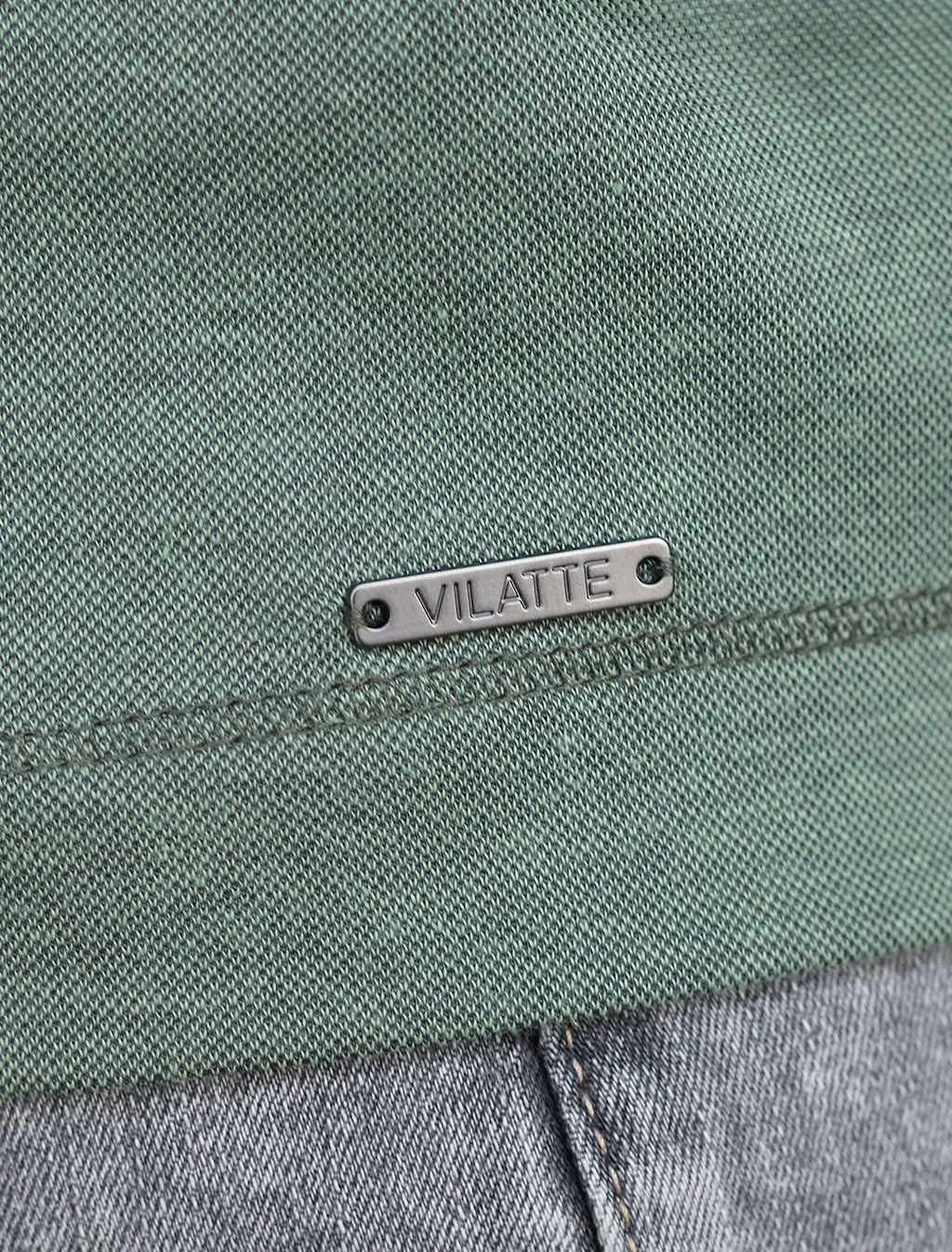 Джемпер хенли из полотна пике с меланжевым плетением с эластаном - Vilatte фото 2