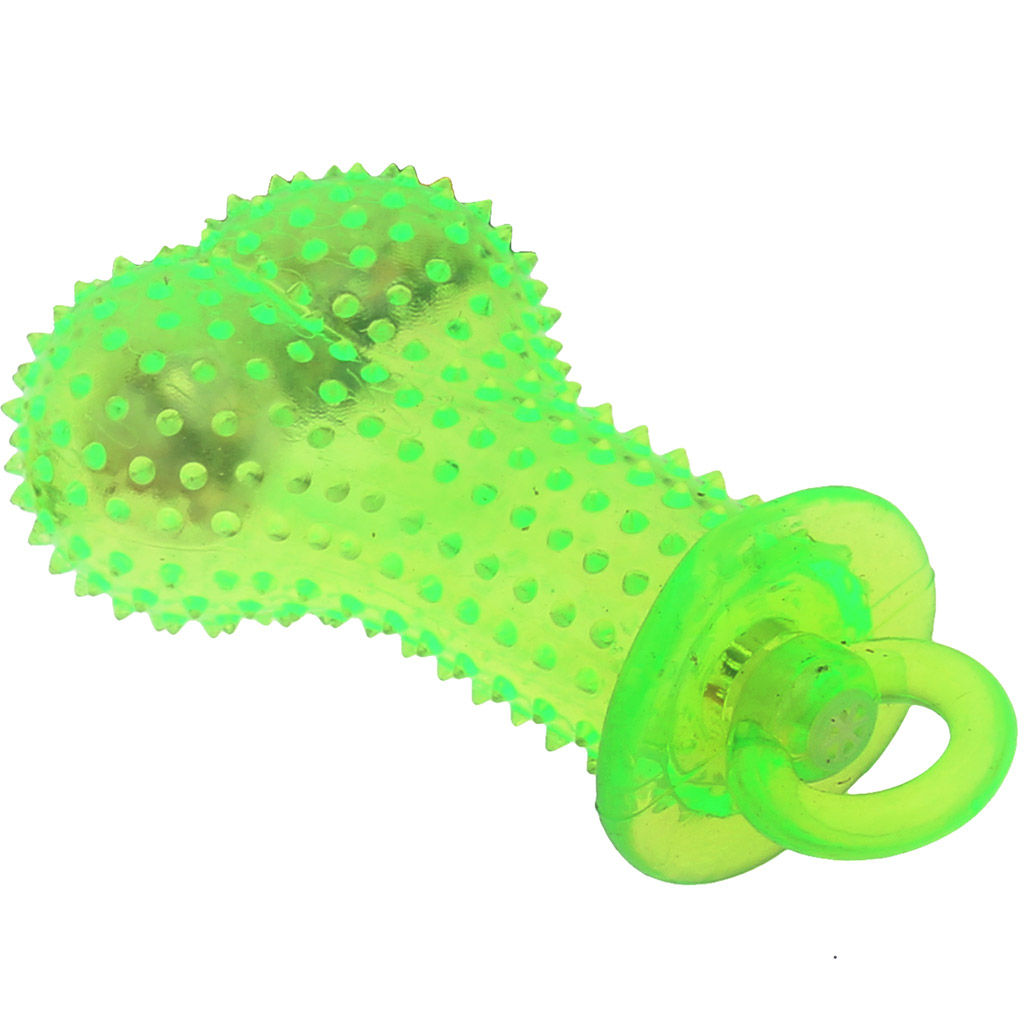 Пэт тойс (Pet toys) Игрушка для собаки Косточка массажная 12х6см h4,3см, ПВХ, с пищалкой, светящаяся, на картоне, прозрачная, цвета в ассортименте: синий, розовый, зеленый, желтый (Китай)  фото 3