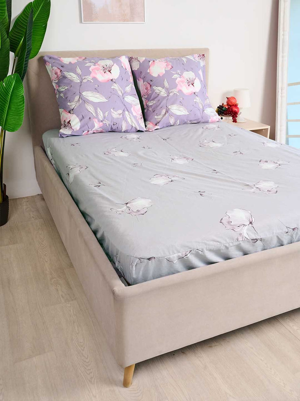 КПБ Перкаль Зима-лето с прост. на резинке - Азалия Семейный с прост. на рез.180*200*25 (нав.70x70)/Простыня, пододеяльник, наволочка 70х70 - 2 шт.