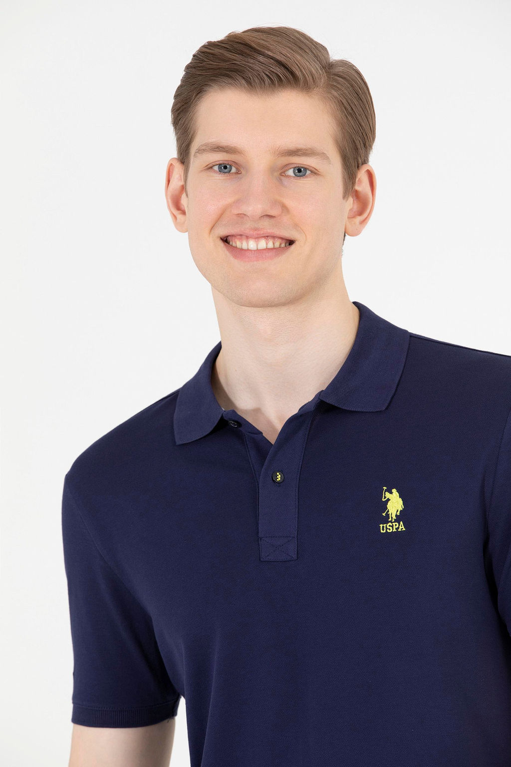 U. S. Polo Assn Мужская темно-синяя базовая футболка с воротником-поло - U.s. polo assn фото 2