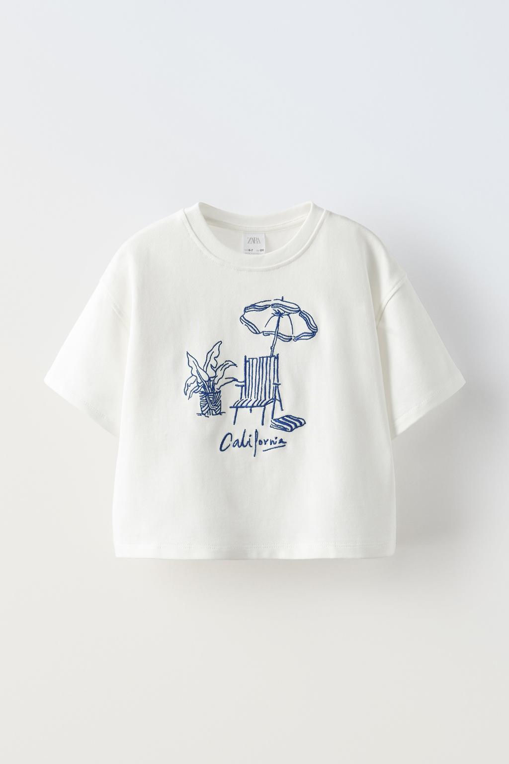 EMBROIDERED CHAIR AND UMBRELLA T-SHIRT