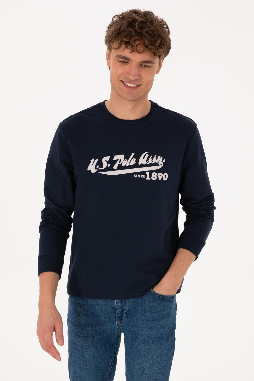 Erkek Bisiklet Yaka Regular Fit Lacivert Sweatshirt