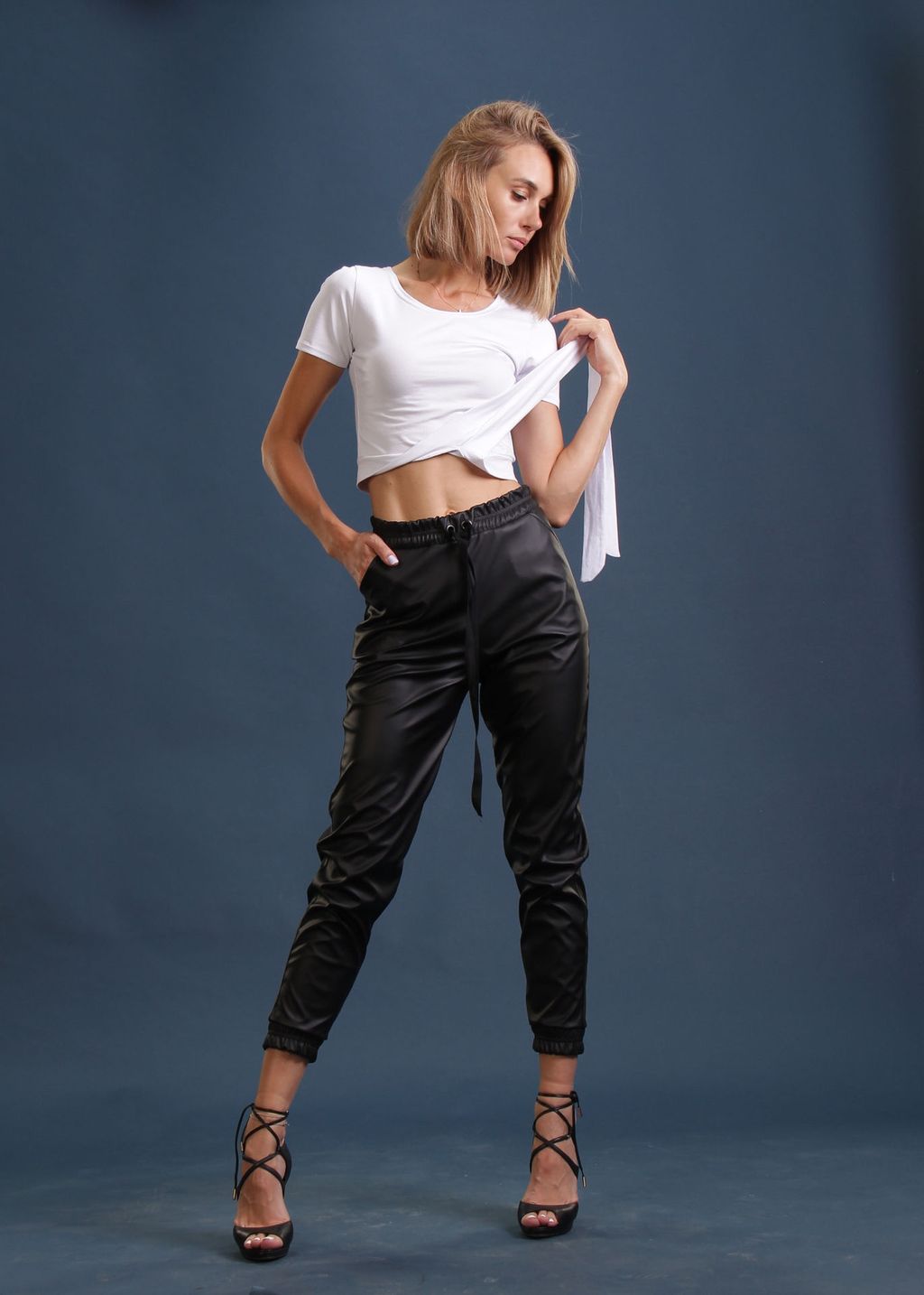 БРЮКИ БЮ139 ЧЕРНЫЕ. ЭКОКОЖА - Assana фото 4