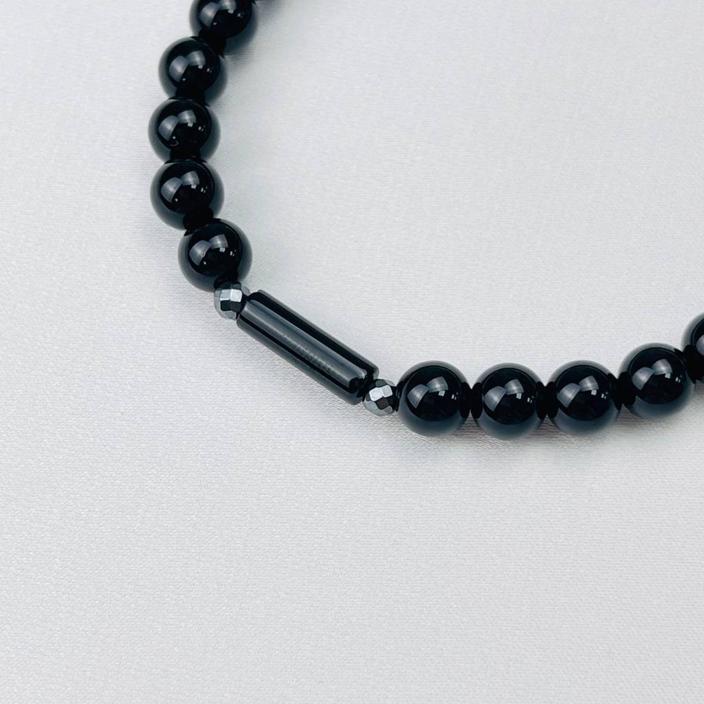 Браслет из черного Агата и Гематита 19 см