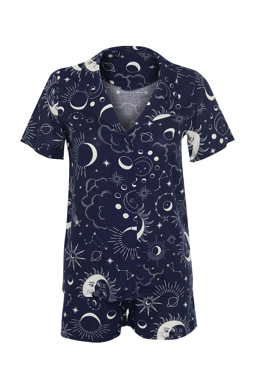 Trendyolmilla Lacivert Galaksi Desenli Viskon Sortlu Dokuma Pijama Tak?m? THMSS24PT00297  фото 7