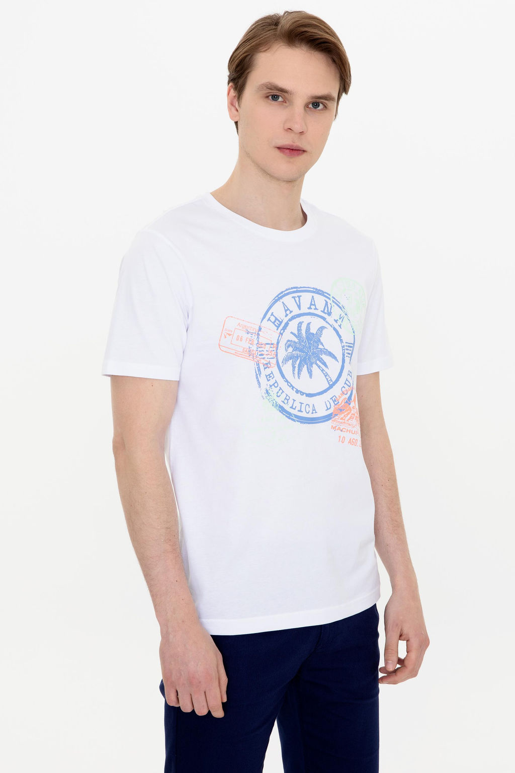 Erkek Beyaz Bisiklet Yaka Ti__rt