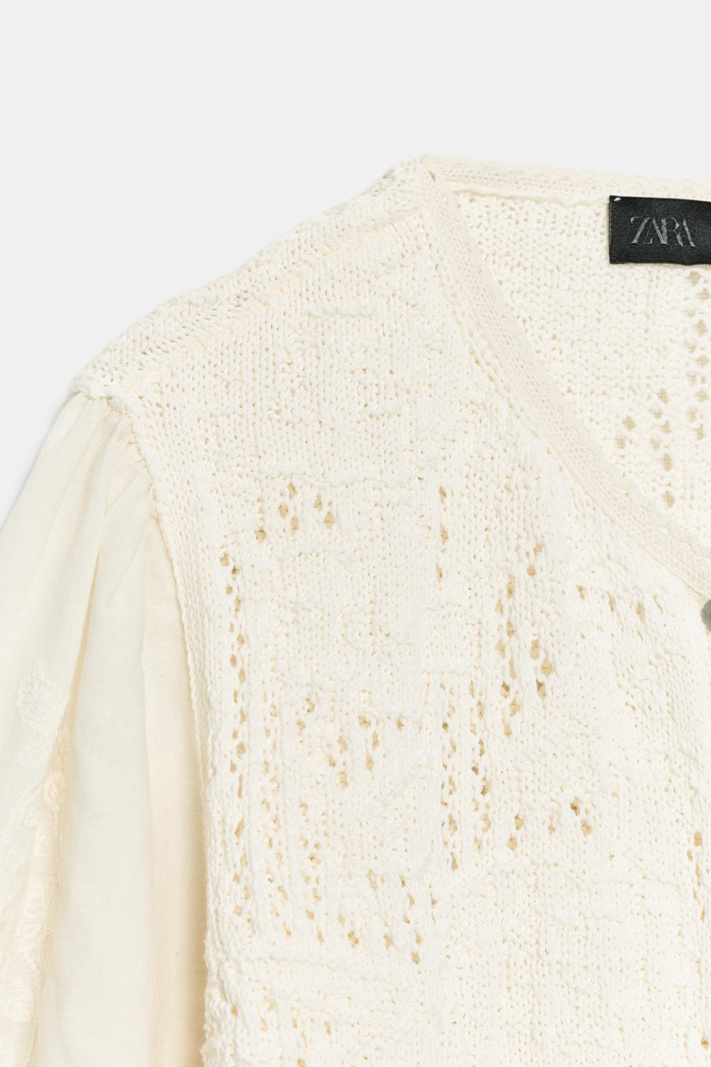 CHAQUETA ROM?NTICA PUNTO COMBINADO / Crudo - Zara фото 8