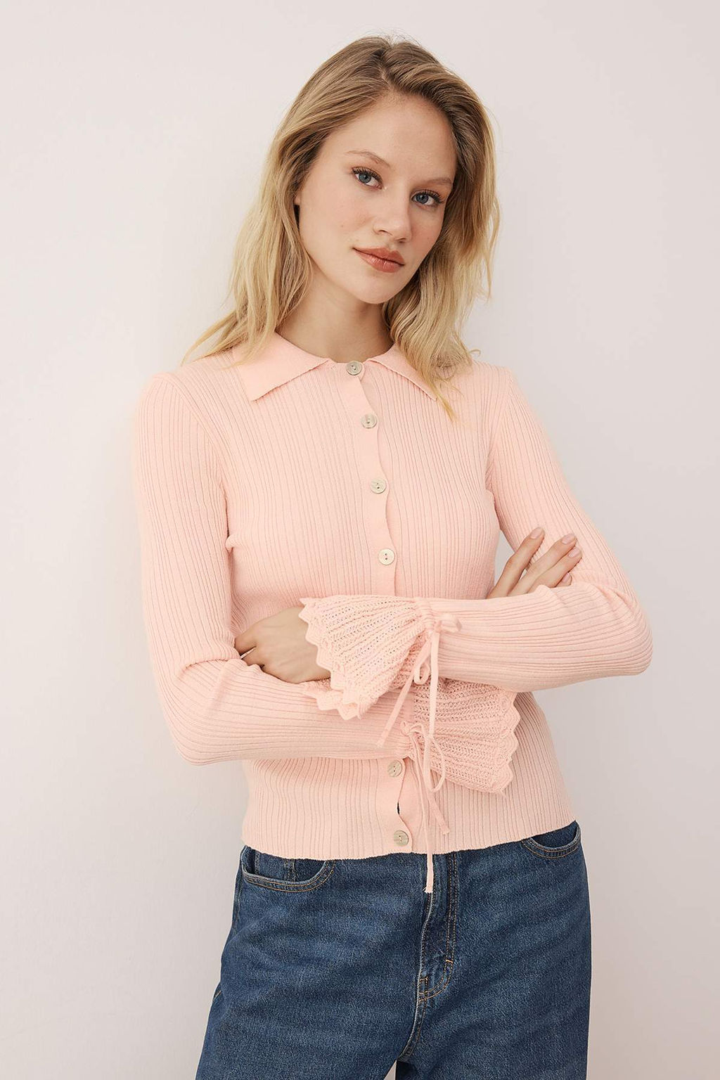 Ekru Merserize Gorunumlu Fitilli Polo Yaka Triko H?rka TWOAW26HI00111 - Trendyolmilla фото 16