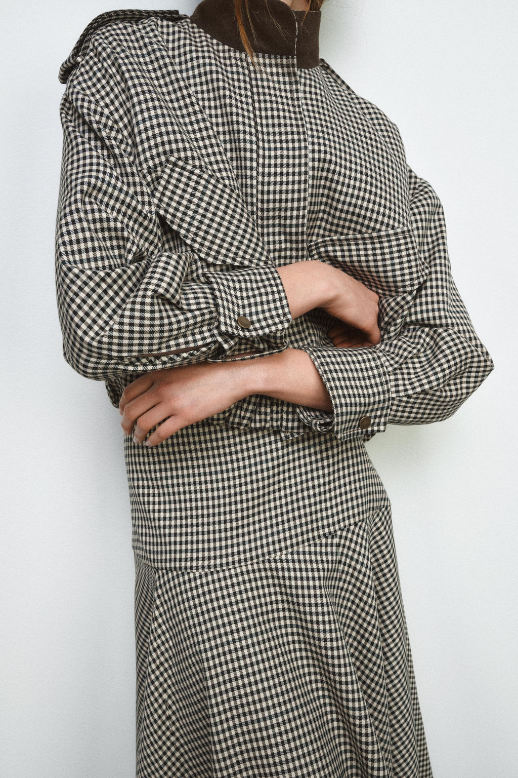 ZW COLLECTION CHECK BOMBER JACKET - Zara фото 13