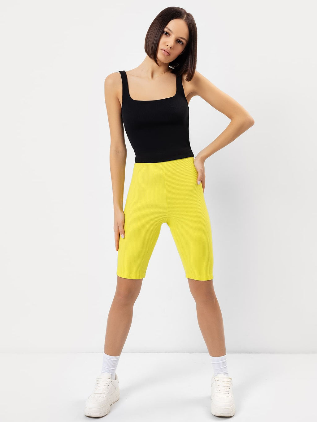 Шорты велосипедки женские желтые в рубчик лайм 132326 - Mark formelle фото 2