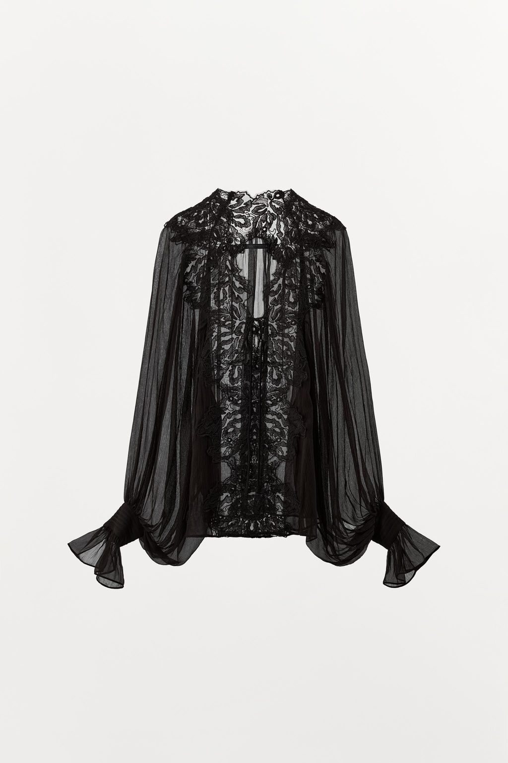 BLUSA GEORGETTE ENCAJE / Marr?n - Zara фото 5