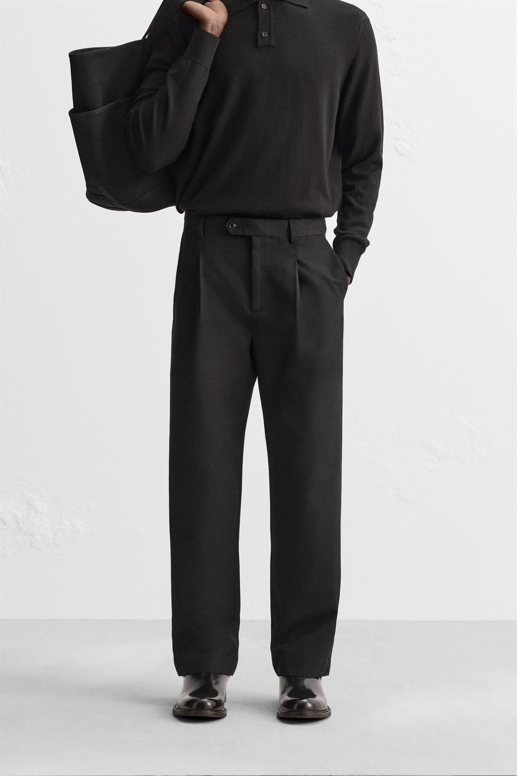 COTTON/WOOL PLEATED TROUSERS - Zara фото 2