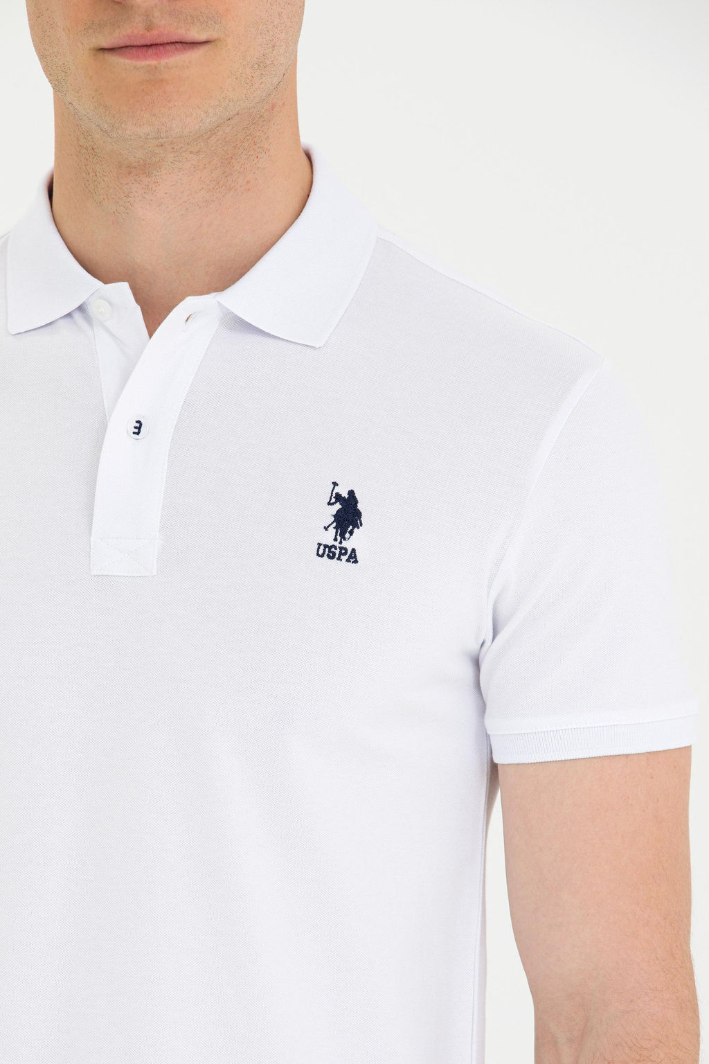 Футболка-поло U.S. Polo Assn базовая белая хлопок с эластаном  фото 21