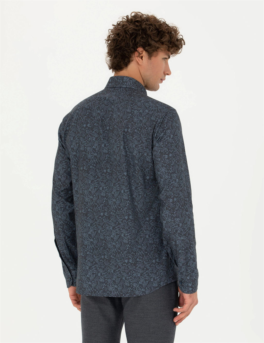 Lacivert Slim Fit Uzun Kollu G_mlek - Pierre cardin фото 5