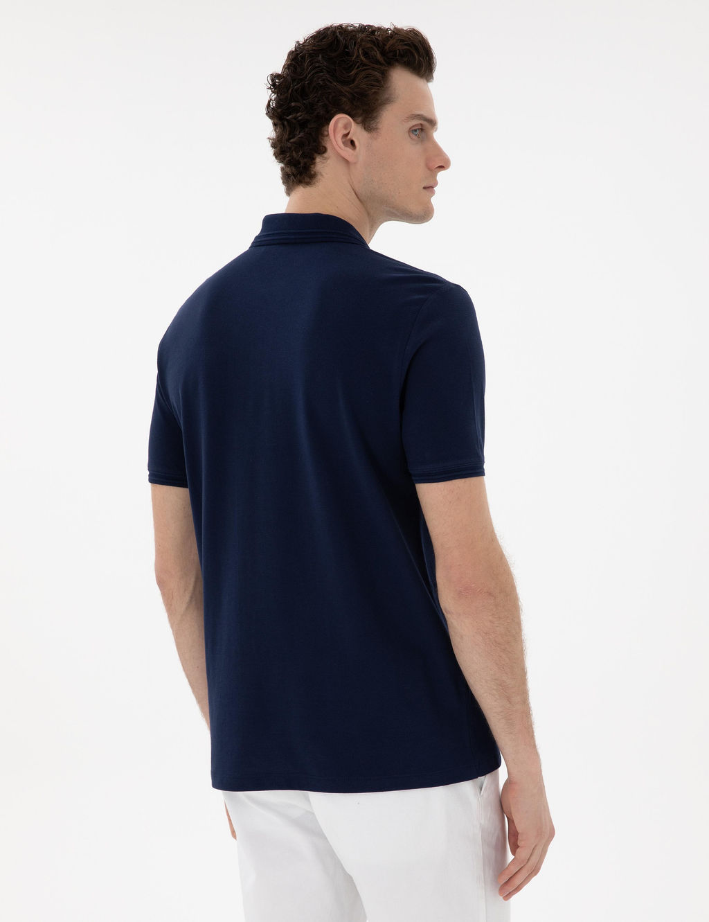 Lacivert Regular Fit %100 Pamuk Polo Yaka Basic Ti__rt