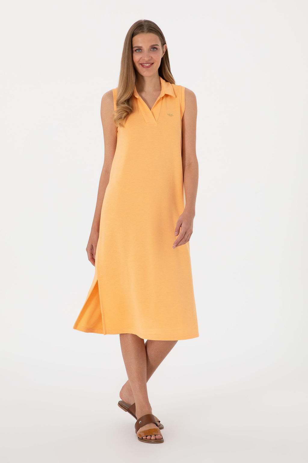 Kad_n Turuncu Polo Yaka _rme Elbise Sepette S_rpriz _ndirim