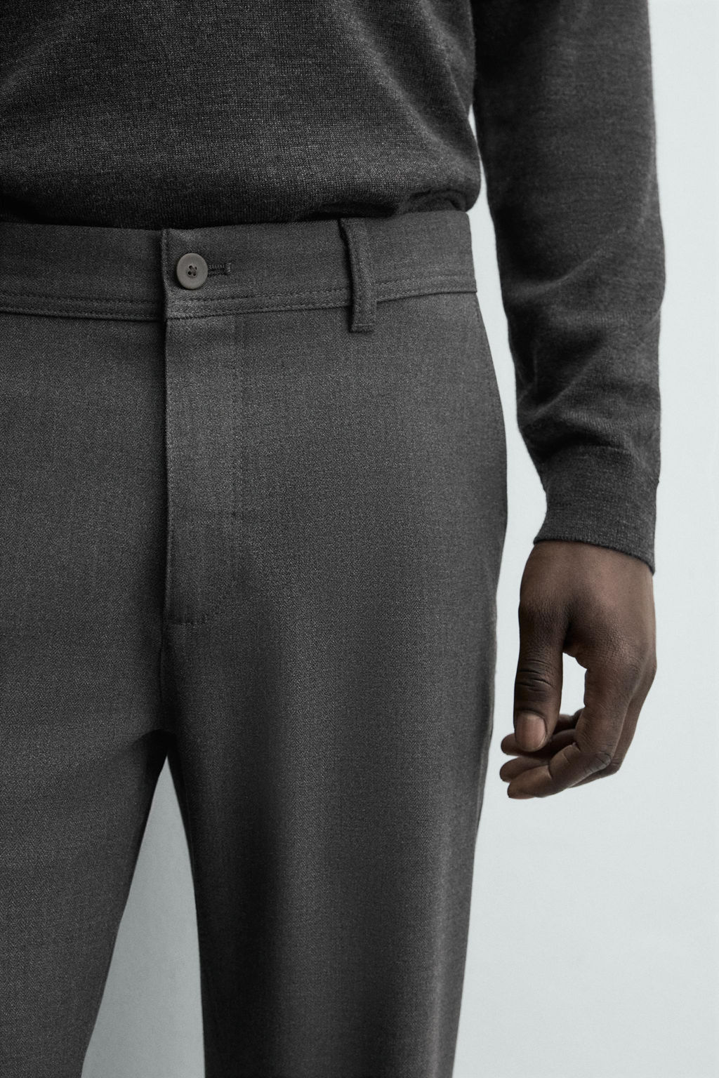 PANTAL?N CHINO ESTRUCTURA CONFORT / Gris / Natural - Zara фото 5