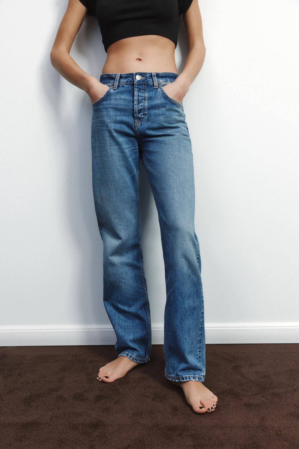 TRF STRAIGHT-LEG MID-RISE JEANS - Zara фото 3