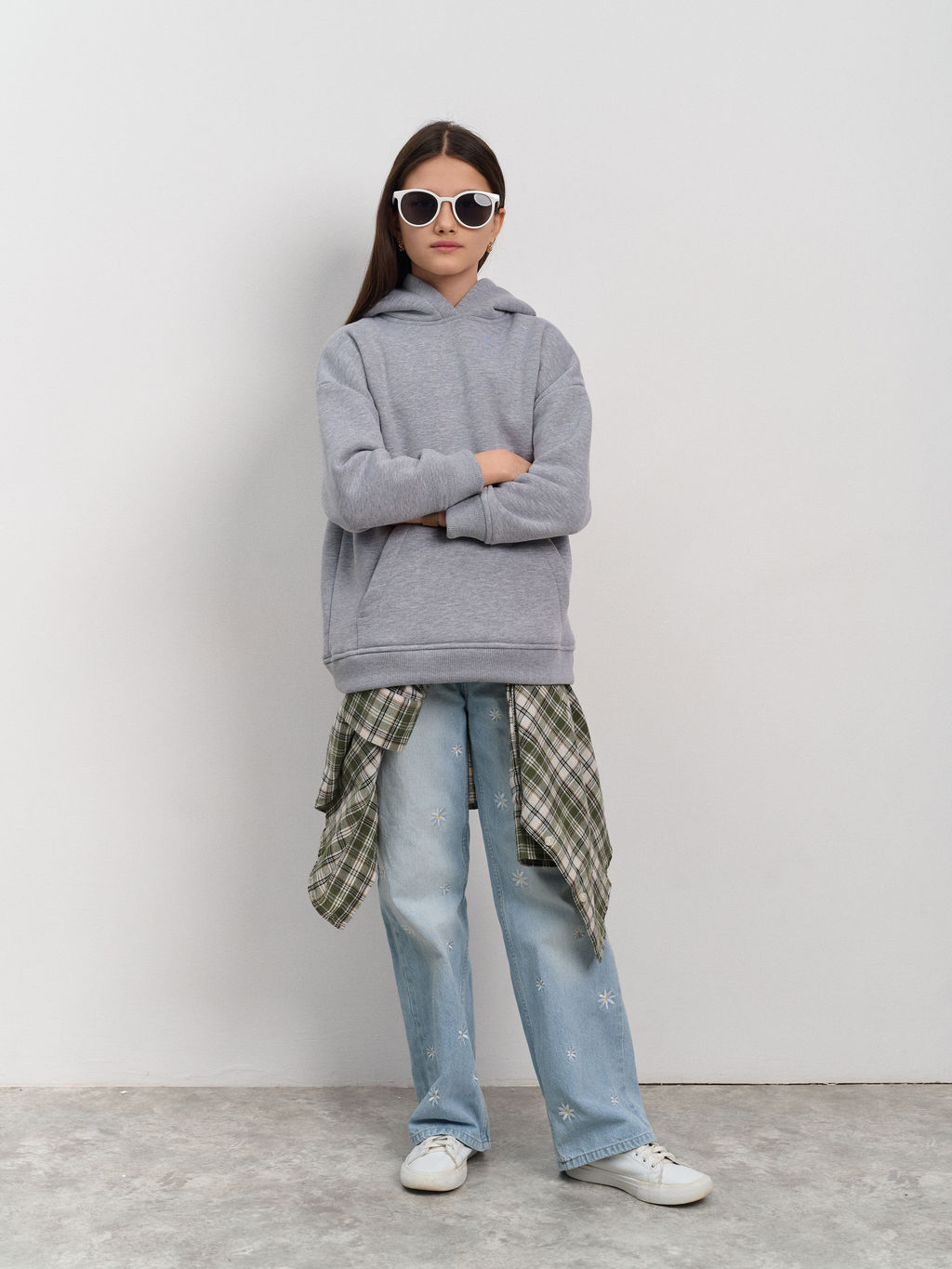 Толстовка с капюшоном для девочки "Basic" меланж