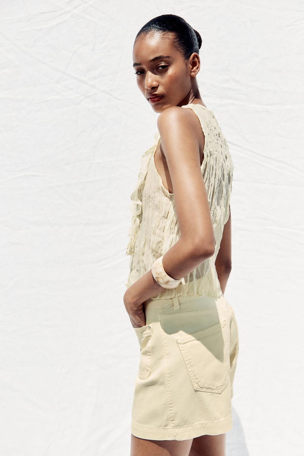 Z1975 HIGH-WAIST SHORTS WITH PATCH POCKETS - Zara фото 3