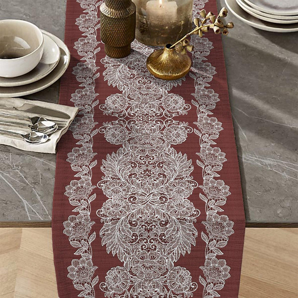 Дорожка столовая, сервировочная 50х180см Кружева шоколад, хлопок Премиум 236г/м2, упаковка классическая 28х41см, Домашняя мода (Россия)  фото 3