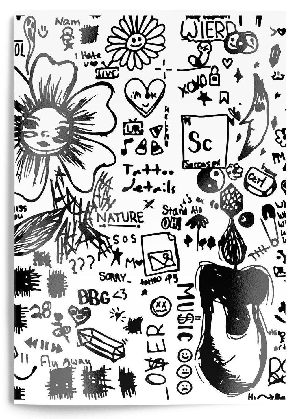 Тетрадь 96 л. А4 клетка, на скрепке, LOREX TATTOO офсет, мелованный картон, soft touch, выборочный УФ-лак, запечатка форзаца - Buro фото 3