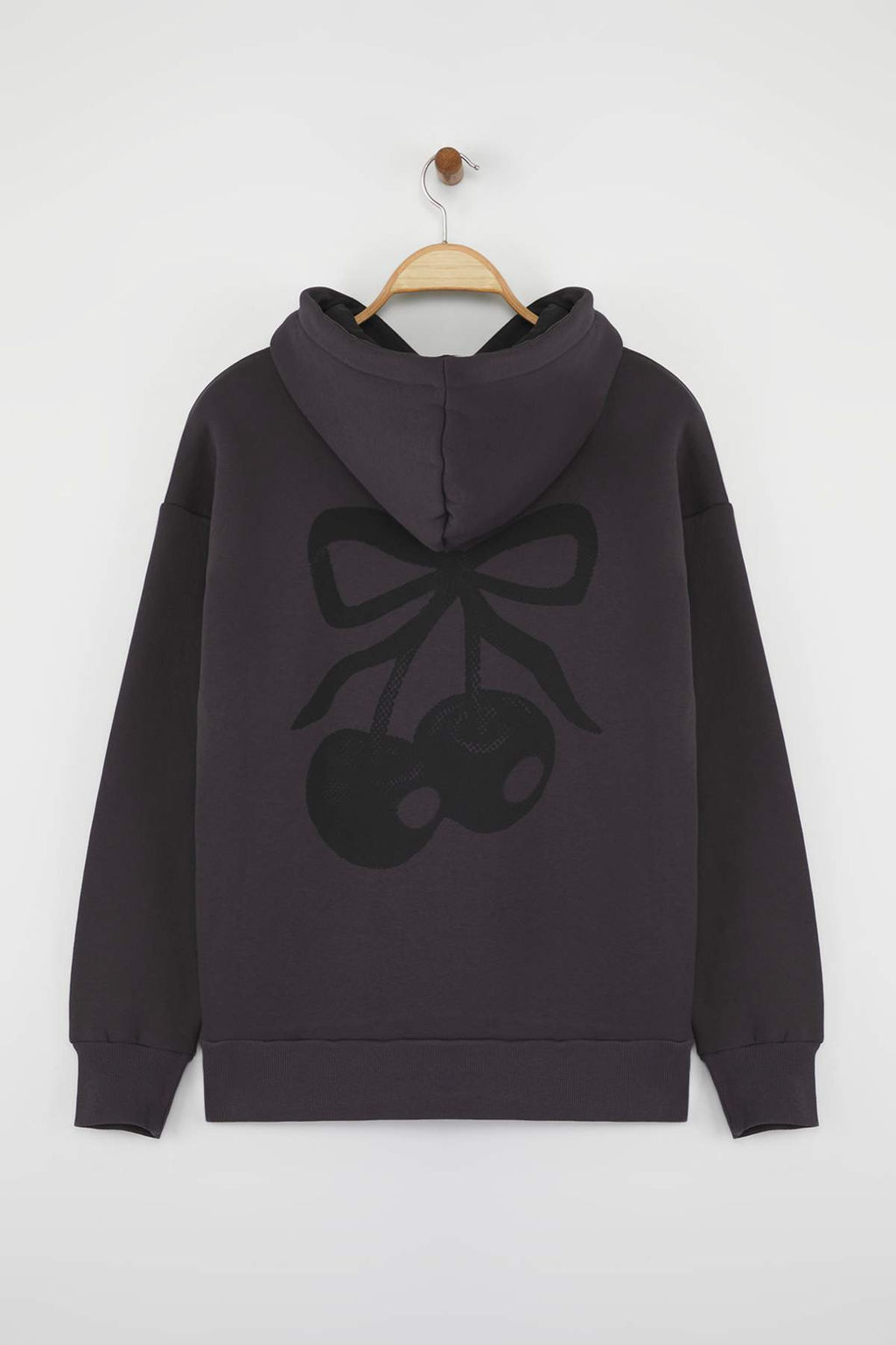 Teen Antrasit Oversize/Genis Kal?p Kiraz S?rt Bask?l? Ici Polarl? Orme Sweatshirt TWOAW26SW00019 - Trendyolmilla фото 5