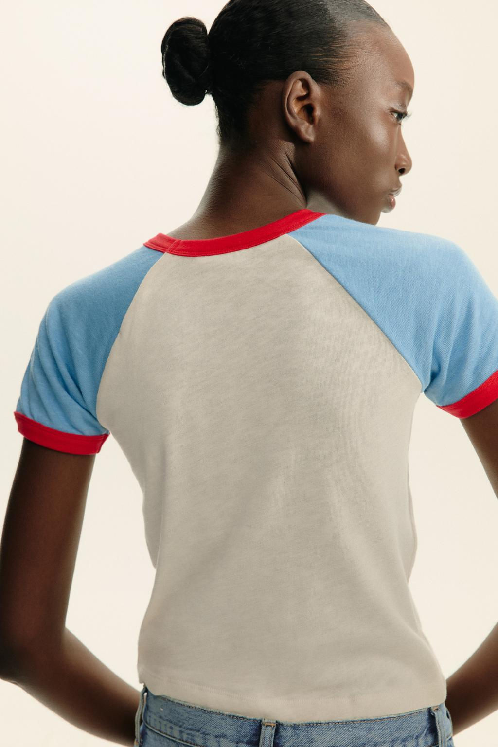 SLOGAN T-SHIRT WITH RIBBED TRIM - Zara фото 10