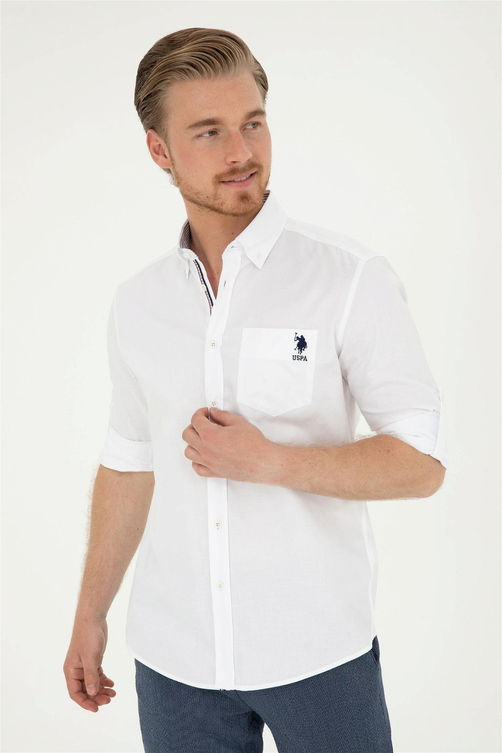 U. S. Polo Assn / Мужская белая рубашка с длинным рукавом - U.s. polo assn фото 3