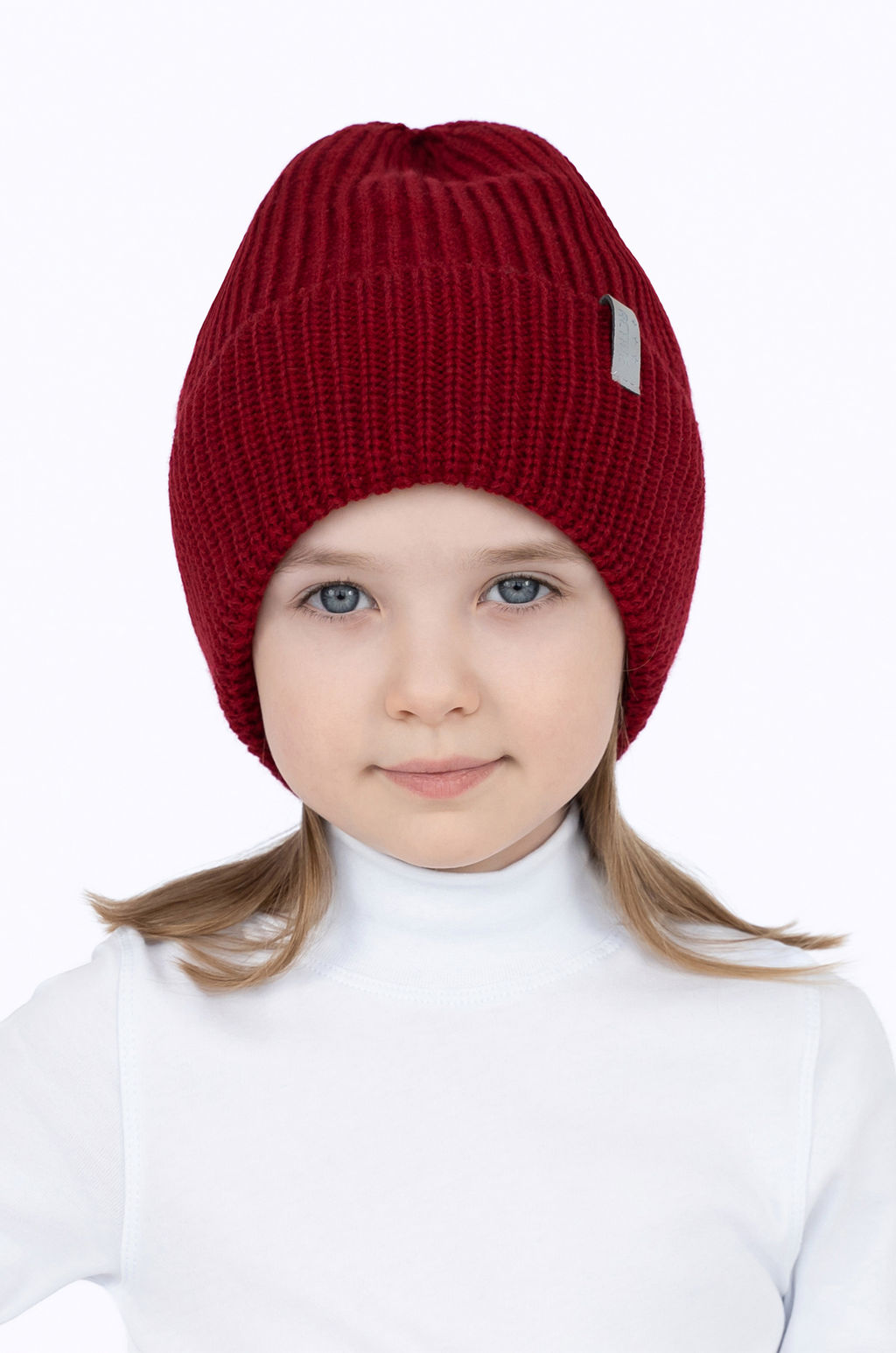 Шапка вязаная вишня Ш-113 (52-54)