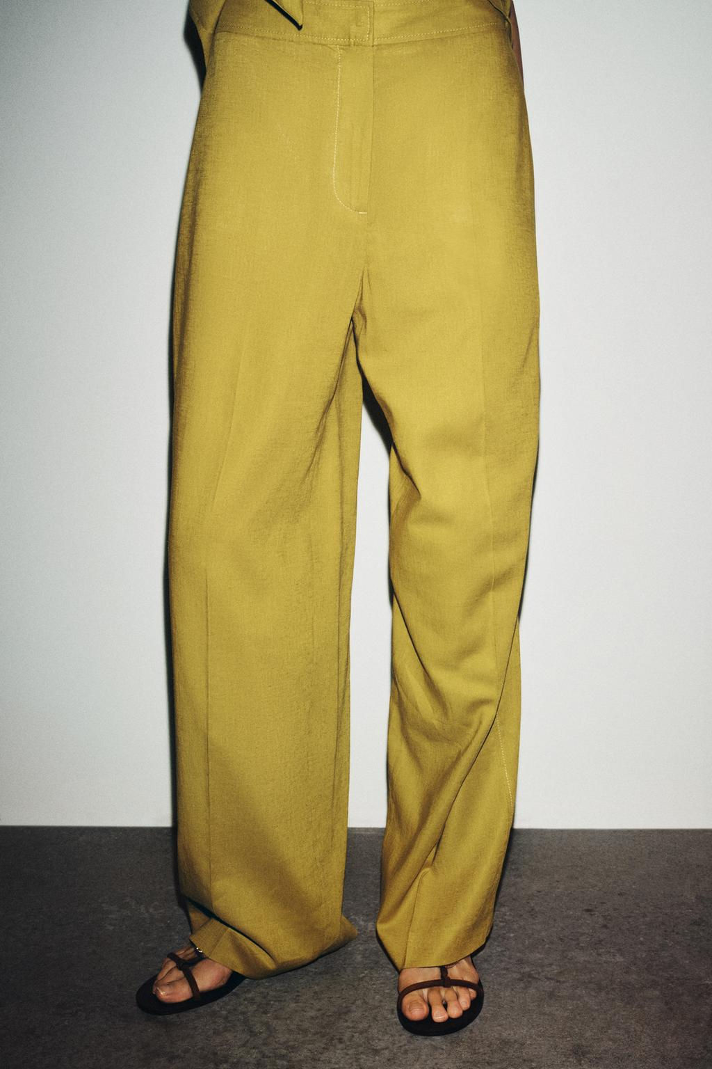 STRAIGHT-LEG LINEN BLEND TROUSERS - Zara фото 2