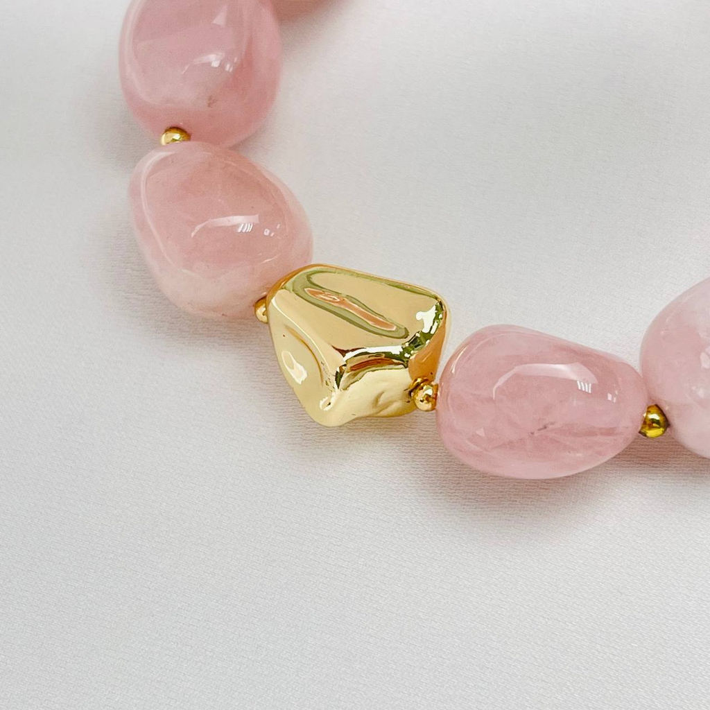 Браслет из Розового кварца со вставкой 16 см