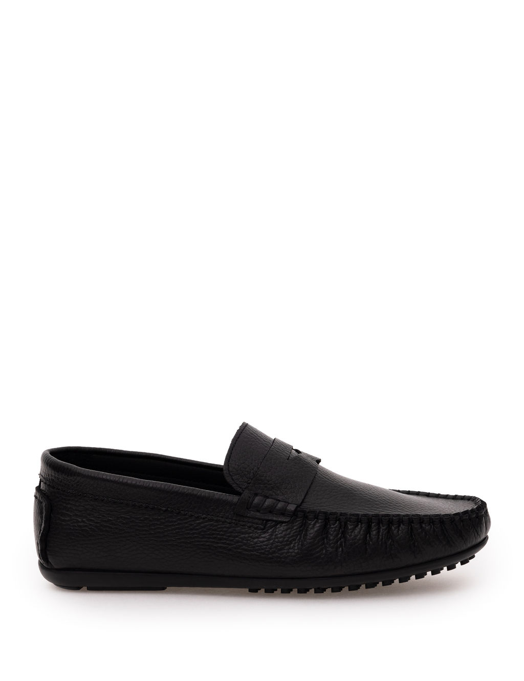 Siyah Kau_uk Taban %100 Deri Loafer Ayakkab_