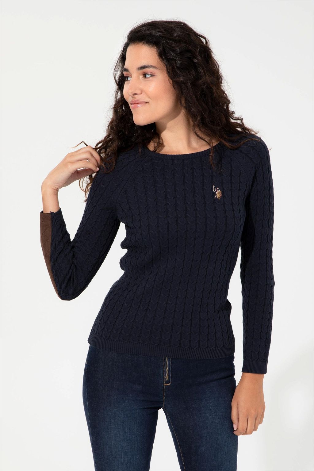 Женский темно-синий трикотажный свитер Basic - U.s.polo assn фото 4