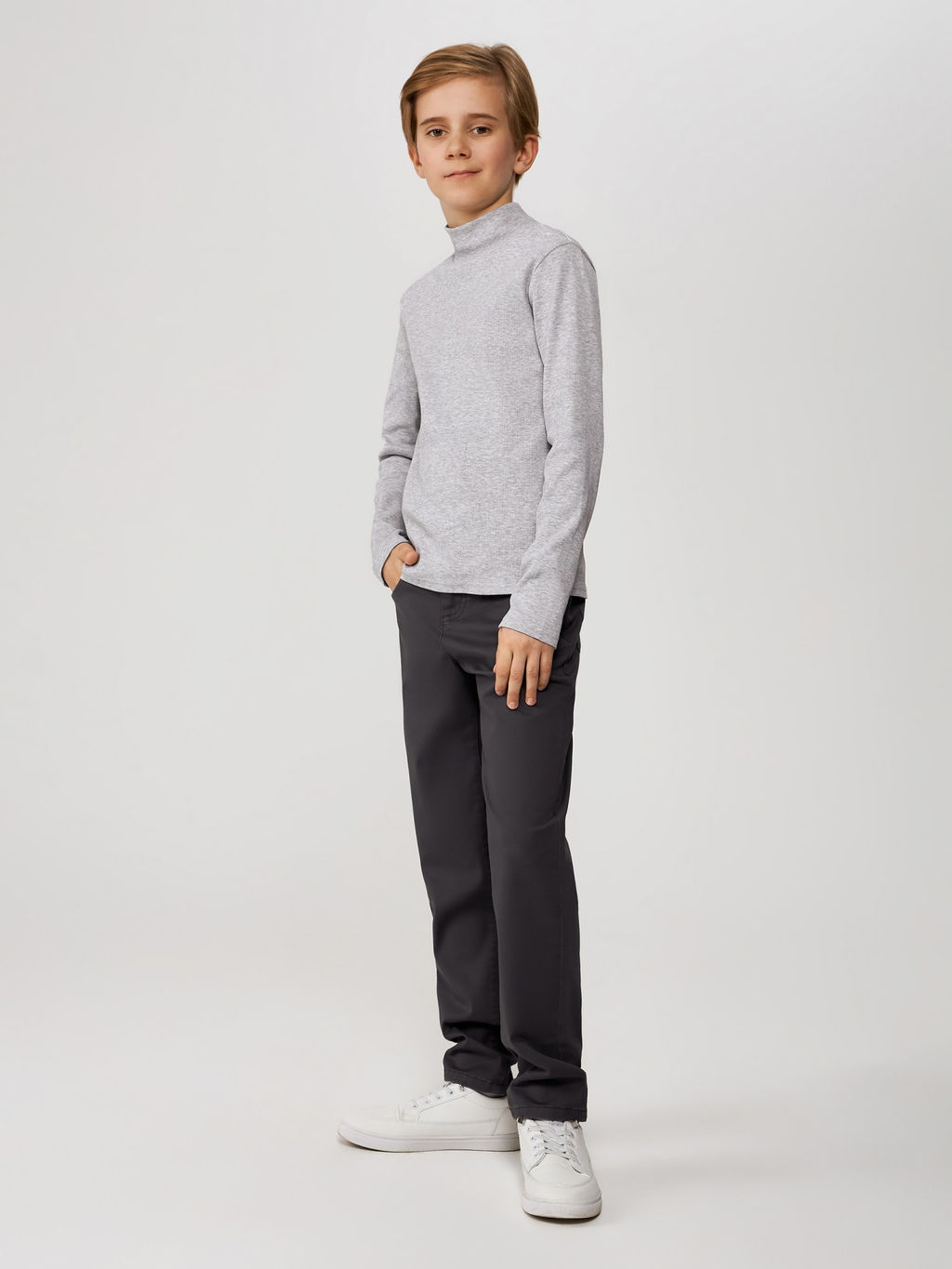 ACOOLA / Джемпер детский для мальчиков Riley серый меланж  фото 3