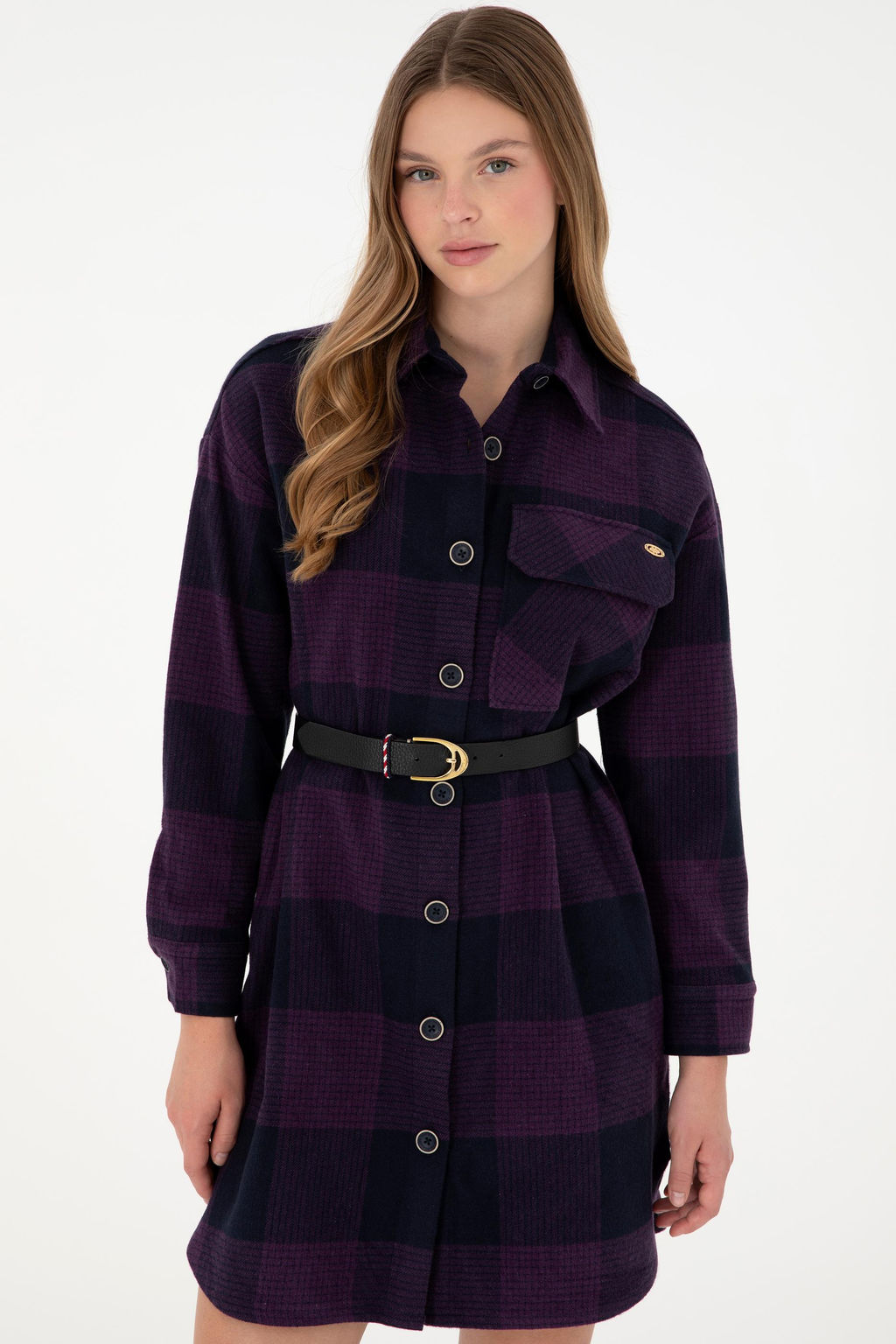 Женское темно-синее тканое платье Неожиданная скидка в корзине - U.s. polo assn фото 2