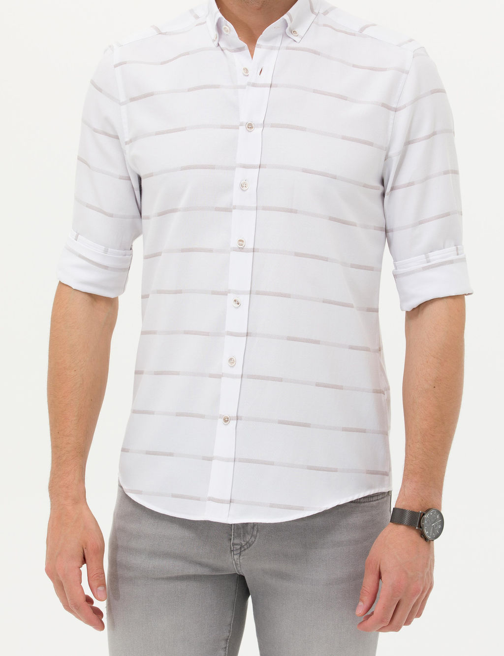 Bej Slim Fit Uzun Kollu G_mlek - Pierre cardin фото 6