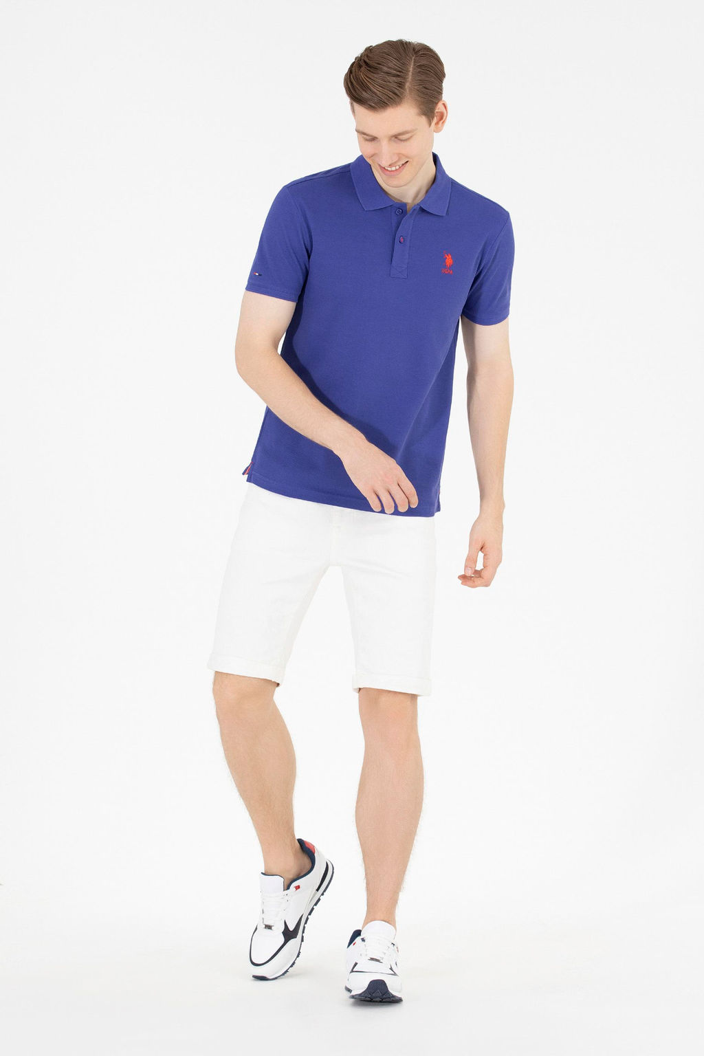 U. S. Polo Assn Мужская синяя базовая футболка с воротником-поло - U.s. polo assn фото 5