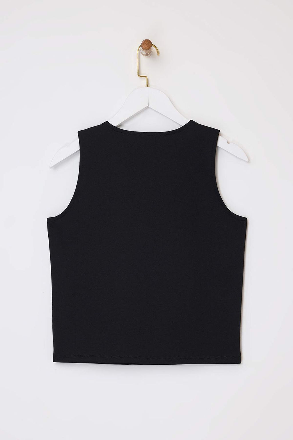 Siyah Fitted/Vucuda Oturan Dugmeli Kolsuz Aksesuar Detayl? Scuba Krep Orme Bluz TWOSS26BZ00015