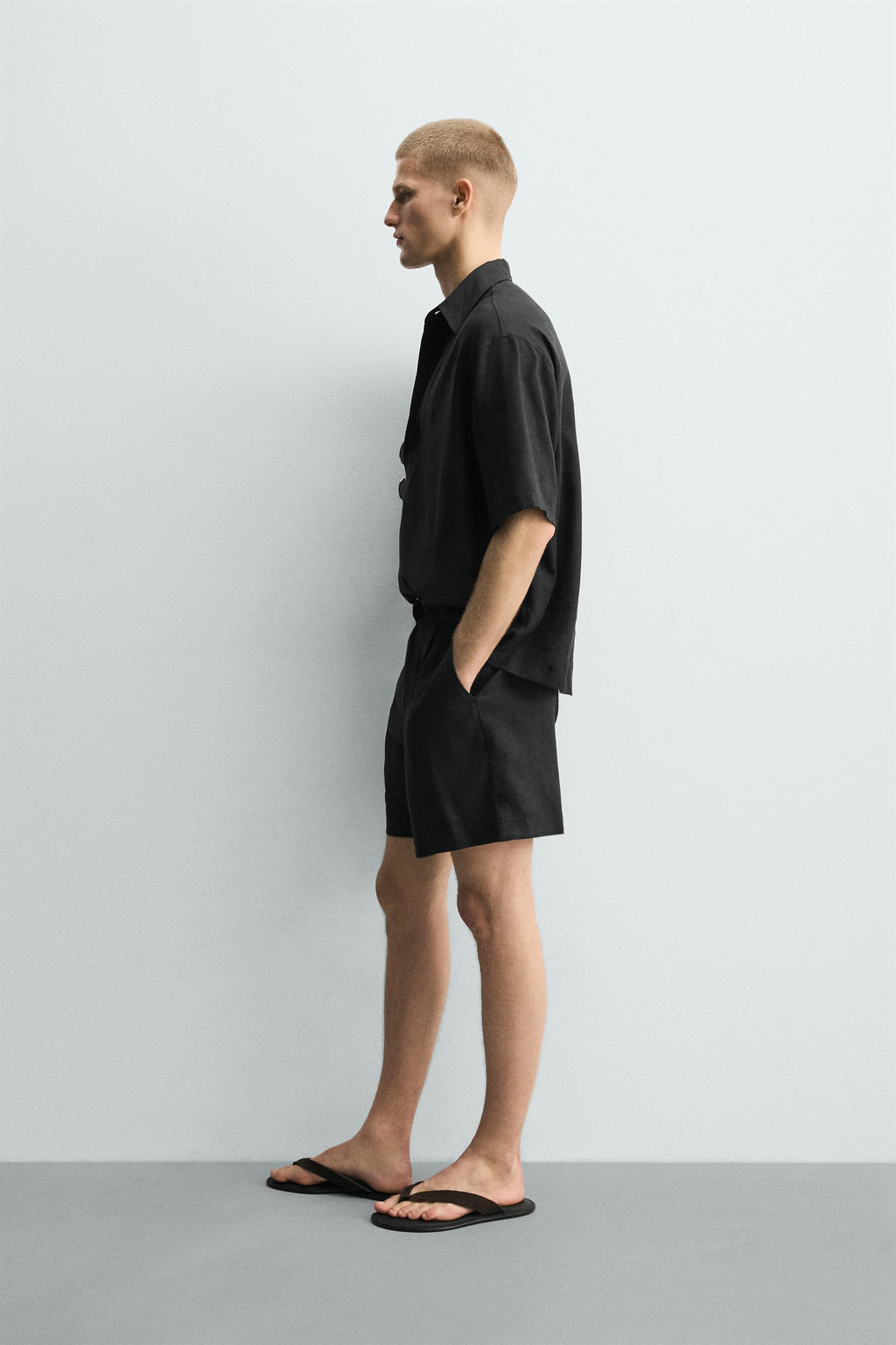 CAMISA POLO REGULAR FIT LINO - VISCOSA / Negro - Zara фото 4