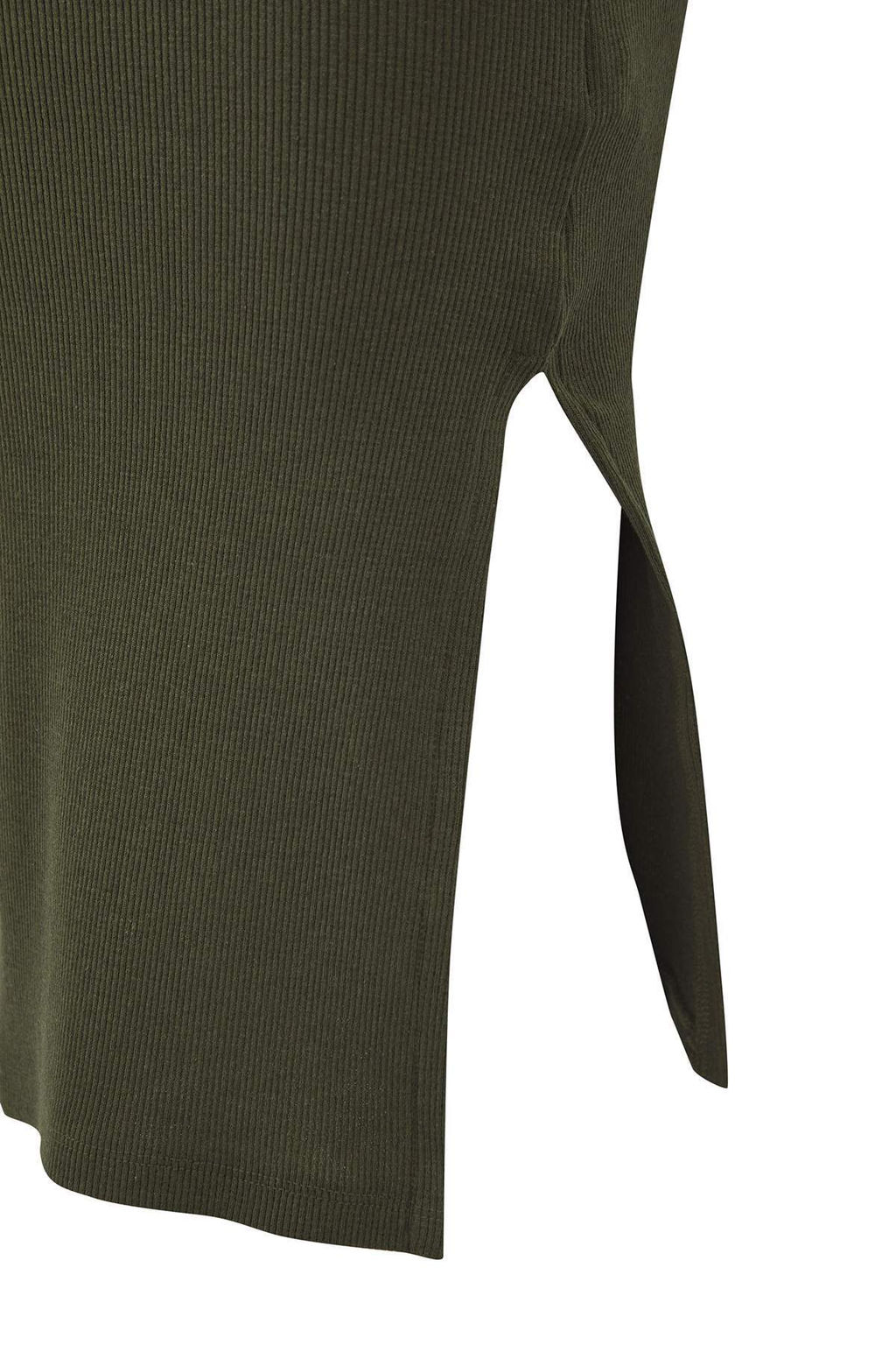 Haki Vucuda Oturan Y?rtmacl? Bisiklet Yaka Midi Fitilli Esnek Orme Kalem Elbise TWOAW21EL0135