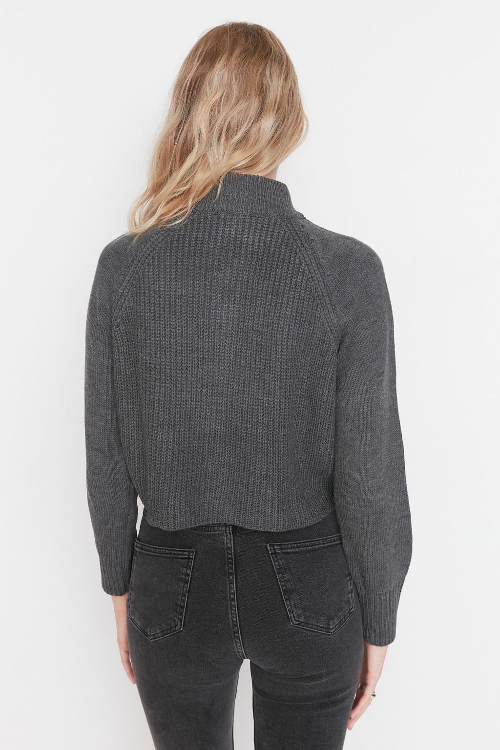 K?rm?z? Crop Fermuarl? Dik Yaka Basic Triko Kazak TWOAW22KZ1632 - Trendyolmilla фото 36