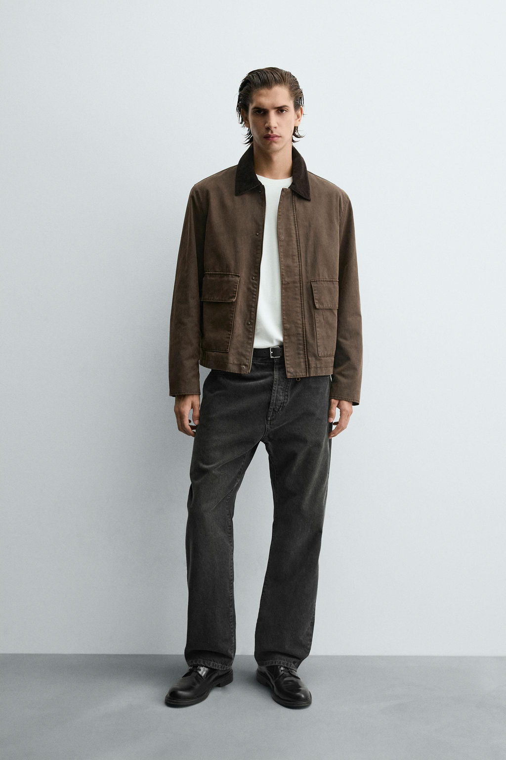 CONTRAST WAXED-EFFECT JACKET